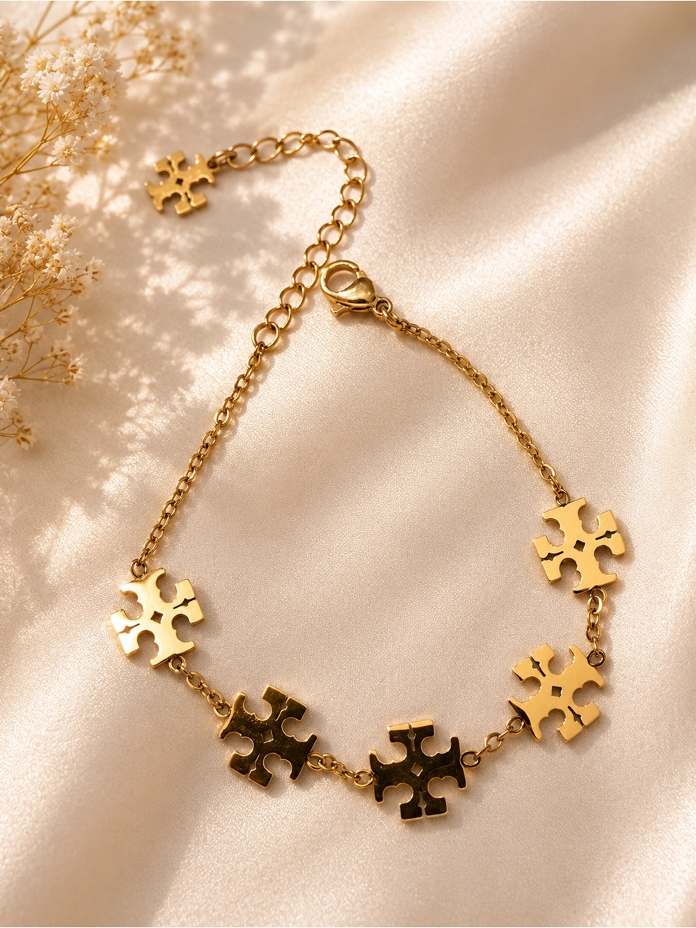 Gold Cross Motif Chain Bracelet - Women Jewelry